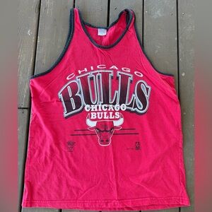 Vintage 90s True-Fan Sports Wear Chicago Bulls Mens Size XL Tank Red Made In USA
